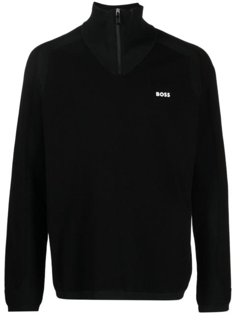 BOSS logo-appliquÃ© half-zip jumper