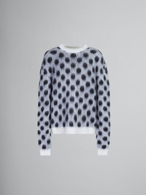 WHITE MOHAIR JUMPER WITH POLKA DOTS