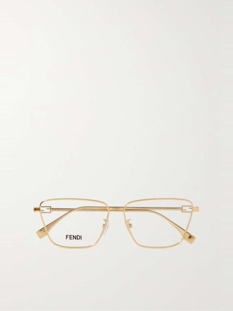 FENDI Baguette square-framed gold-tone optical glasses