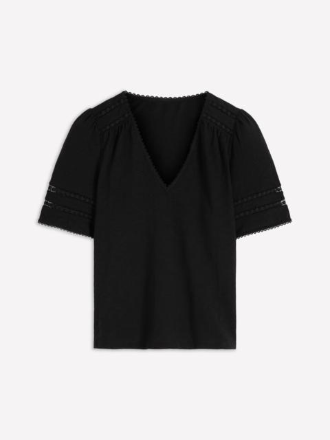 BODEN Poppy Trim V Neck T-Shirt-Black