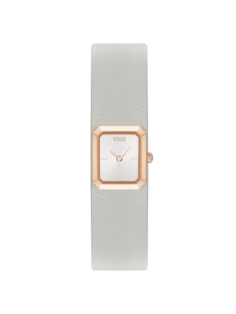 TOUS Analog Watch with gray leather and rose-colored steel bracelet TOUS KARAT EMERALD MINI