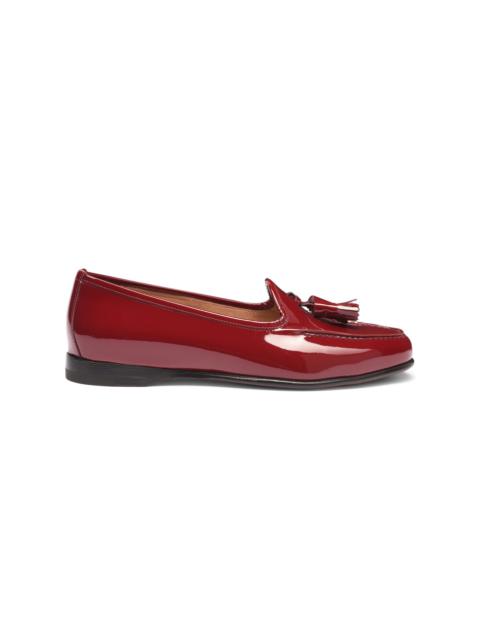 Santoni Women's red patent leather Andrea tassel loafer