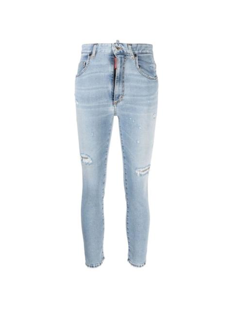 logo-tag distressed skinny jeans