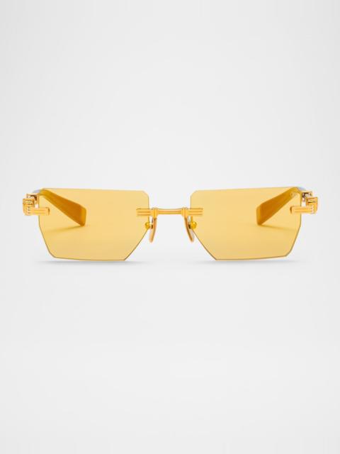Balmain Pierre Titanium Rectangle Sunglasses