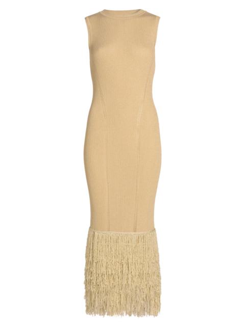 MILLY Women's Raz Metallic Fringed Midi-Dress - Gold