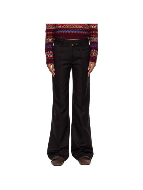Dries Van Noten Brown Wool Herringbone Trousers
