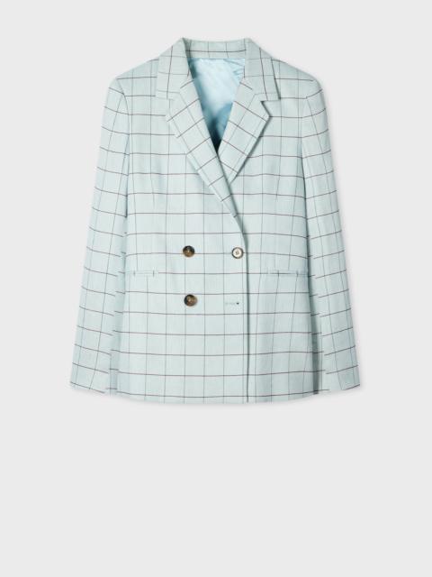 Paul Smith Women's Light Blue Windowpane Double-Breasted Blazer