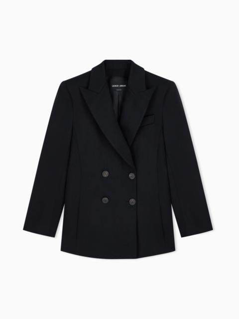 GIORGIO ARMANI DOUBLE-BREASTED BLAZER IN DOUBLE WOOL WITH PEAK LAPELS