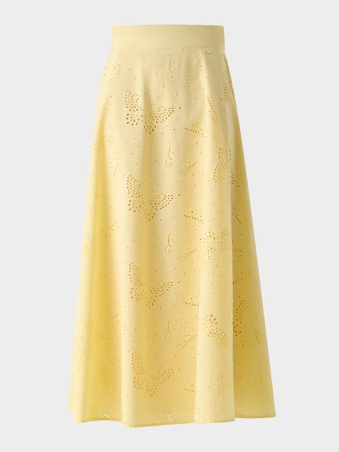 AKRIS Exclusive Butterfly Broderie Anglaise Midi Circle Skirt