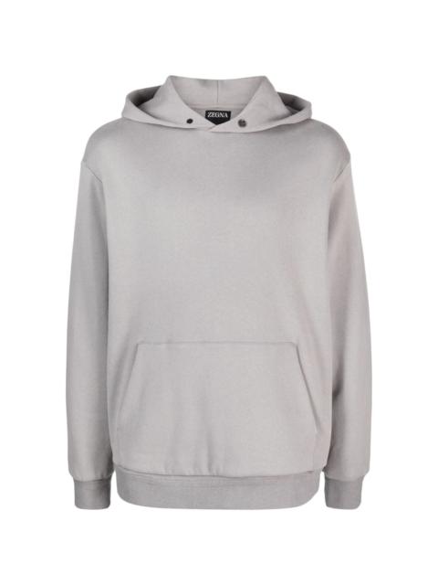 slouchy-hood cotton blend hoodie