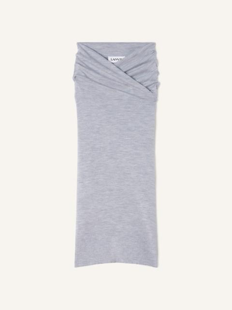 Lanvin BLACK DRAPED MIDI SKIRT IN WOOL