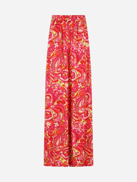 Dolce & Gabbana 60s-print charmeuse palazzo pants