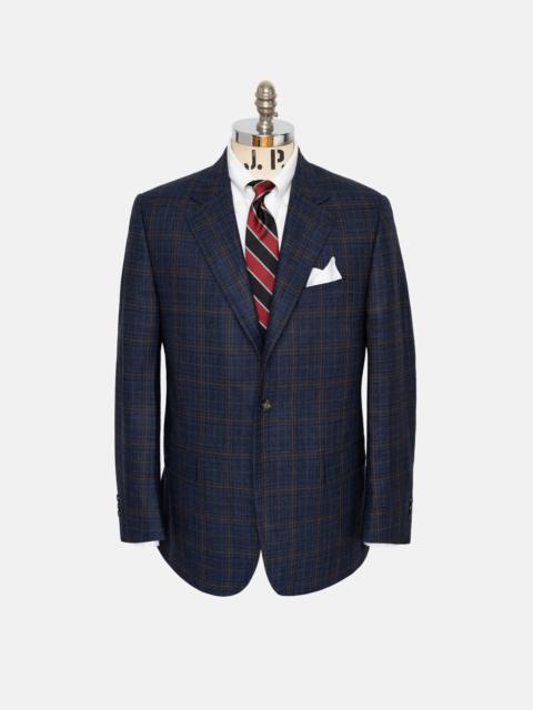 J. PRESS MADE-IN-CANADA BLUE WINDOWPANE SILK/WOOL SPORT COAT