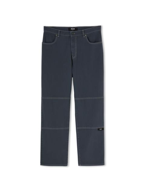 MSGM Bull cotton straight-leg jeans with logo and quote "never look back, it's all ahead"