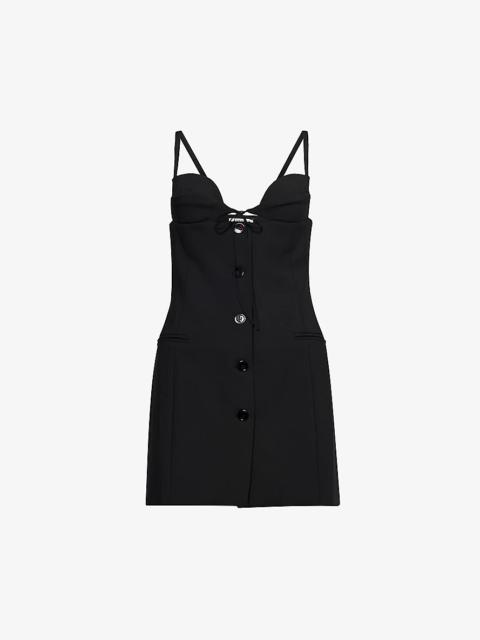 NENSI DOJAKA Button-down cut-out crepe mini dress