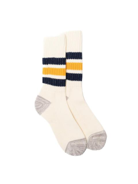 ROTOTO® Rototo Coarse Ribbed Old School Crew Socks Navy/Yellow
