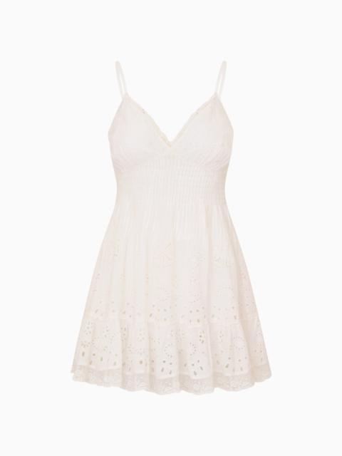 LoveShackFancy Azar Cotton Bandana Eyelet Mini Dress