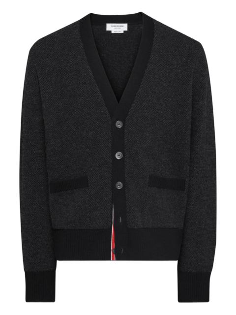 Thom Browne Textured Stitch V Neck Cardigan