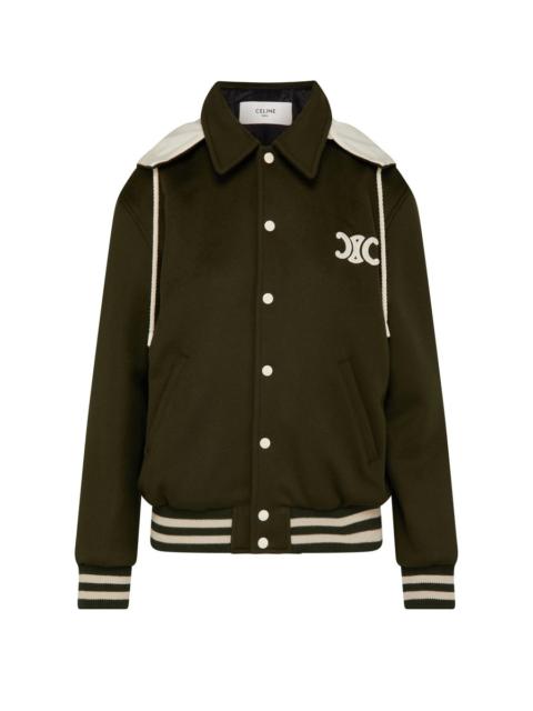 CELINE Varsity Jacket with Hood in Double Faced Cashmere
