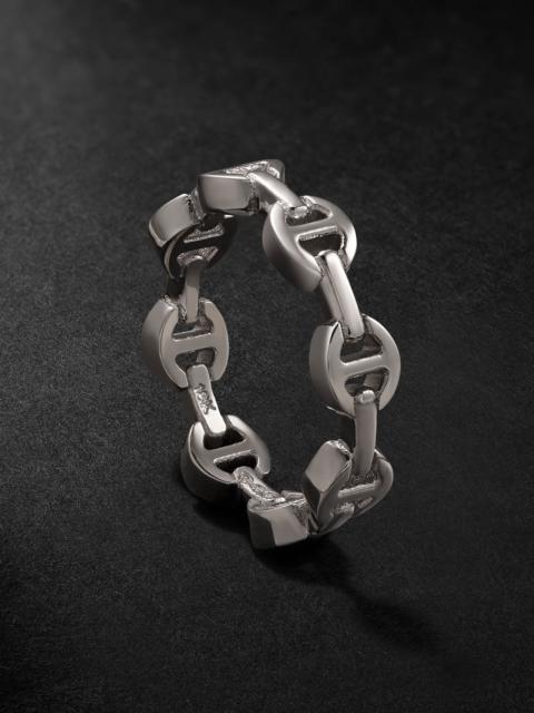 HOORSENBUHS® Dame Tri-Link 18-Karat White Gold Ring Silver