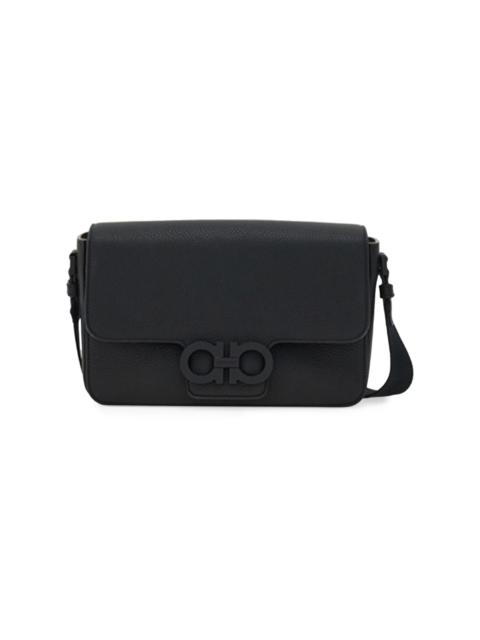 FERRAGAMO Men's Leather Lock Shoulder Bag - Nero