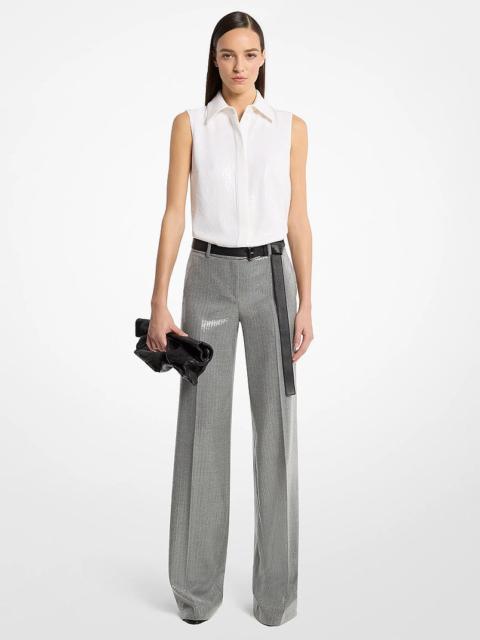 MICHAEL KORS COLLECTION Hansen Sequined Crepe Sleeveless Shirt