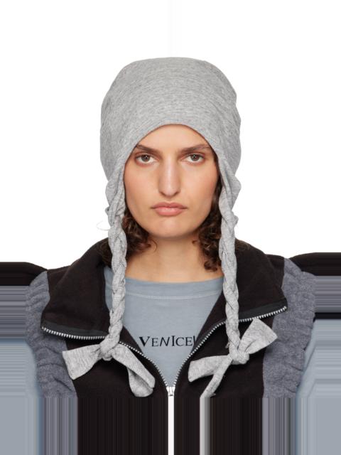 VeniceW Gray Pigtail Beanie