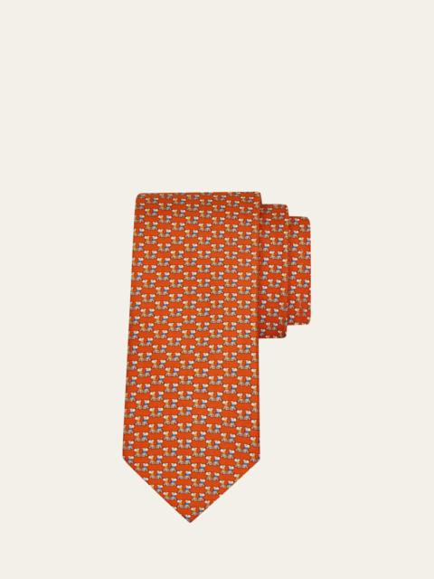 FERRAGAMO Men's Double-Dog Silk Tie
