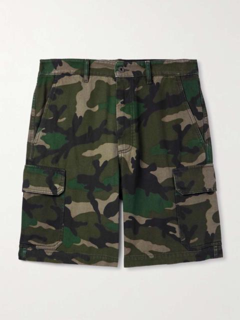 Valentino Straight-Leg Camouflage-Print Canvas Cargo Shorts