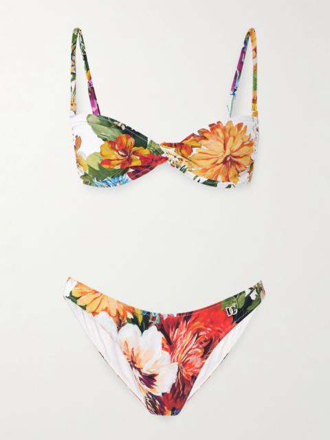 Dolce & Gabbana Twist-front floral-print bikini White