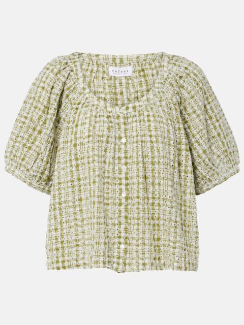 velvet Angie broderie anglaise cotton-blend top