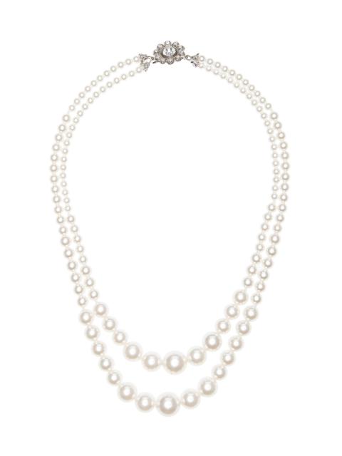 Alessandra Rich Crystal-Detailed Pearl Double-Strand Necklace white