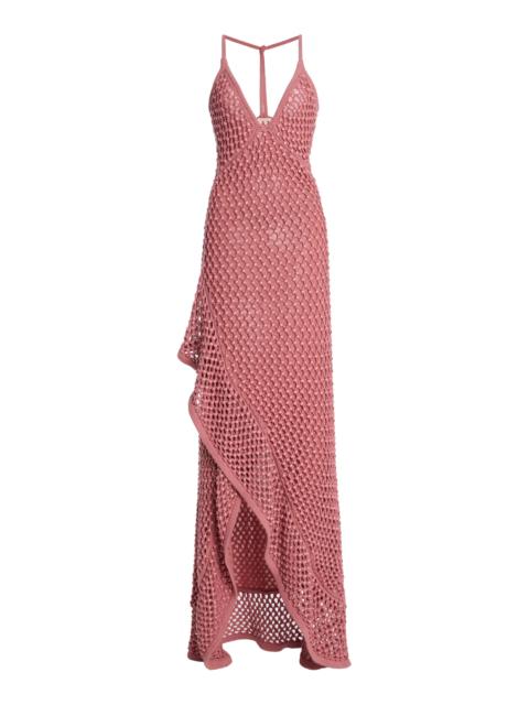 diotima Riki Cotton-Blend Crochet Maxi Dress pink