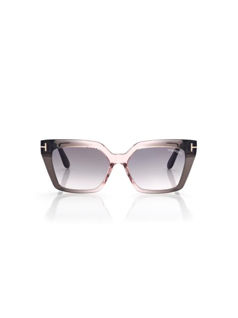 TOM FORD 투명한 두 톤 아세테이트 Cat-Eye 색안경