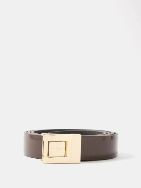 Saint Laurent Cassandre Thin Belt With Square Buckle Shiny Box