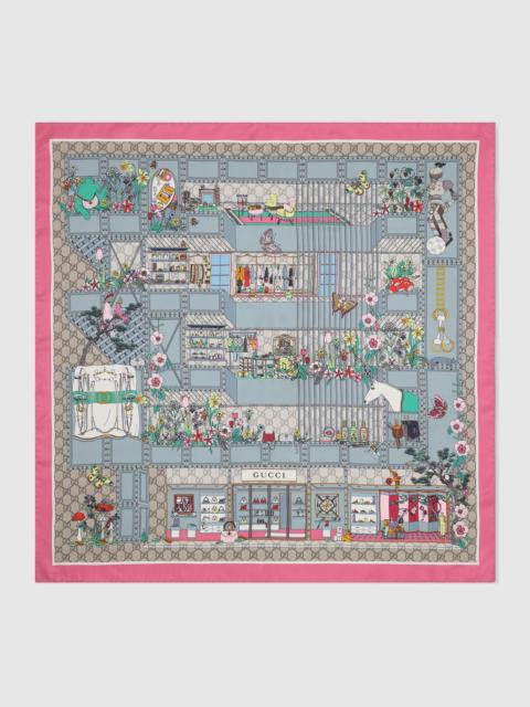 GUCCI Printed silk twill carré