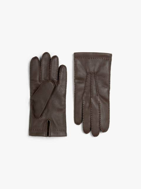 Mackintosh BROWN HAIRSHEEP LEATHER CASHMERE LINED GLOVES
