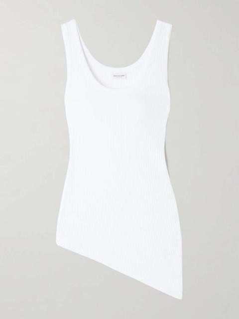 Asymmetric stretch cotton and modal-blend jersey tank