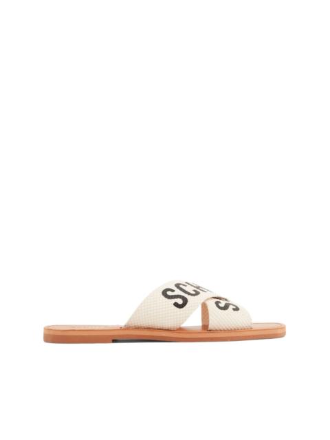 SCHUTZ logo-print straps slides