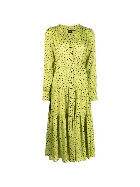 polka dot-print tiered midi dress