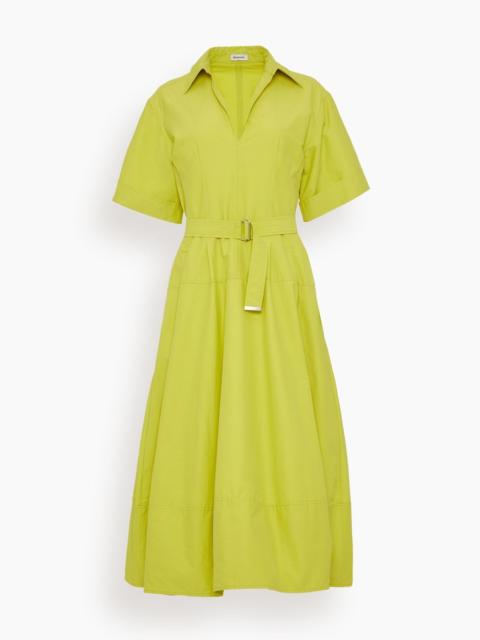 Deanna Short Sleeve Belted Midi Dress in Yellow Plum