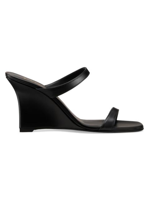 Stuart Weitzman Women's Vinnie 85MM Wedge Slip-On Sandals - Black