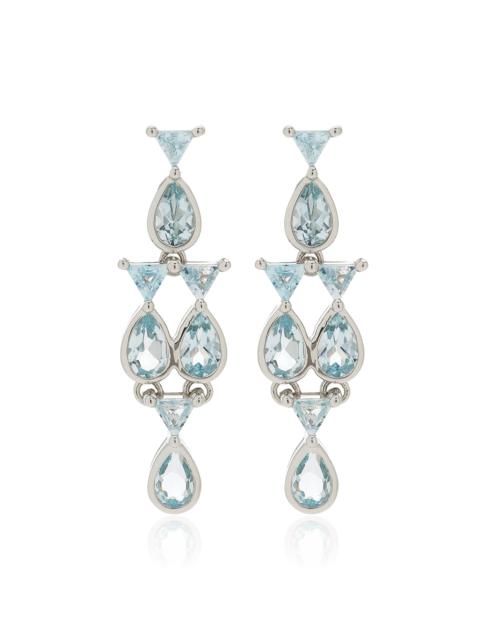 Yvonne Léon Small Fish White Gold Topaz Earrings blue