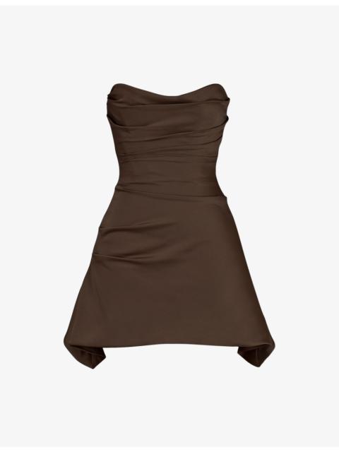 House of CB Jasmine strapless cotton-blend mini dress