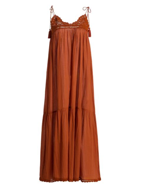 ULLA JOHNSON Women's Linnea Cotton V-Neck Midi-Dress - Sienna