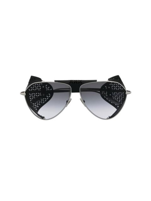 Alaïa tinted-lens leather-side sunglasses
