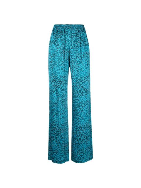 leopard-print  straight-leg trousers