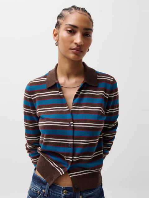 PISTOLA LYVIA MERINO POLO CARDIGAN - TEALWOOD STRIPE