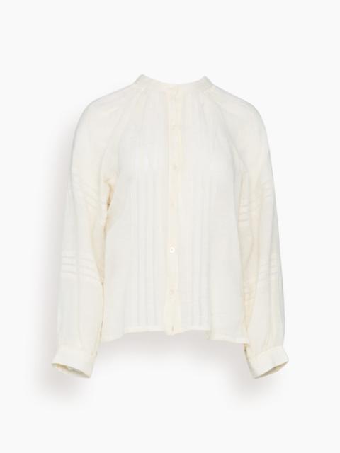 lemlem Mita Button Up Blouse in Lacee Cream