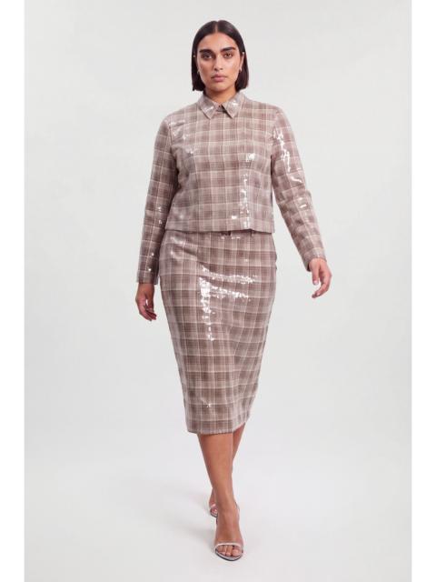 KAREN MILLEN Plus Size Sequin Tailored Belted Midi Skirt